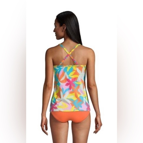 LANDS' End Women's Chlorine Resistant Tie Front Underwire Tankini Top-NWT - Picture 2 of 3